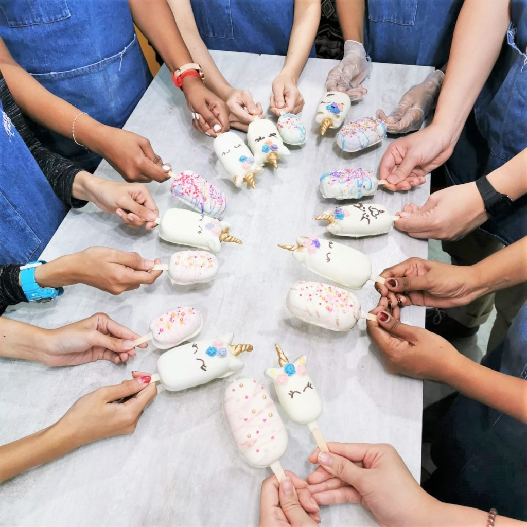 We made unicorn cake pops for our team bonding activity